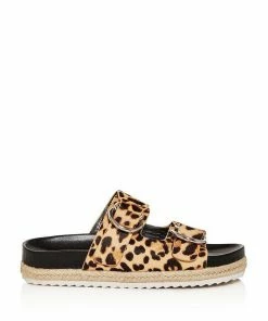 Aqua Kail Leopard Print Calf Hair Slide Sandals SHOES