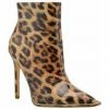 Olivia James Leopard Patent Rhinestone Embellished Ankle Booties SHOES