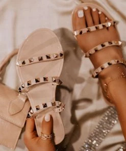 Wild Diva Lounge SHOES Studded Nude Jelly Mult-strap Sandals