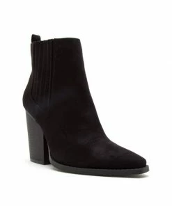 Qupid Slay Pointy Toe Block Heeled Bootie