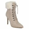 Qupid Pointy Toe Corset Lace Up Bootie
