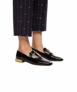 Salvatore Ferragamo Black Lana Embellished Textured Patent-leather Loafers SHOES 21 Salvatore Ferragamo Black Lana Embellished Textured Patent-leather Loafers SHOES