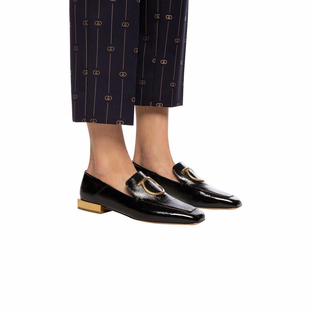 Salvatore Ferragamo Black Lana Embellished Textured Patent-leather Loafers SHOES 8 Salvatore Ferragamo Black Lana Embellished Textured Patent-leather Loafers SHOES