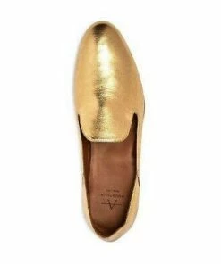 Aquatalia Emmaline Gold Metallic Leather Loafers SHOES