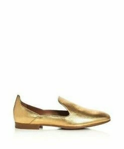Aquatalia Emmaline Gold Metallic Leather Loafers SHOES