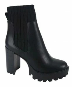 Bamboo SHOES Chunky Heel Sock Boots
