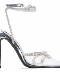 Cape Robbin SHOES Christie Rhinestone Bow Clear Heels