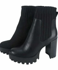 Bamboo SHOES Chunky Heel Sock Boots