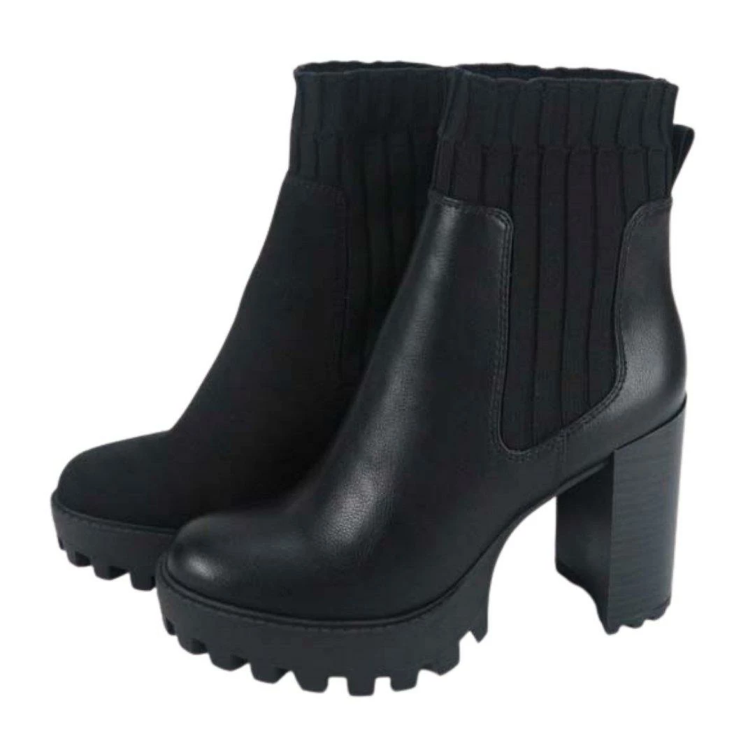 Bamboo SHOES Chunky Heel Sock Boots 4 Bamboo SHOES Chunky Heel Sock Boots