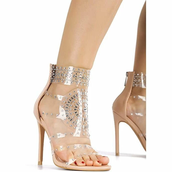 Cape Robbin Pepero Clear Rhinestone Open Toe Bootie 5 Cape Robbin Pepero Clear Rhinestone Open Toe Bootie