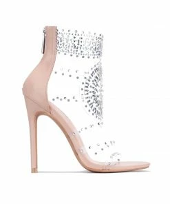 Cape Robbin Pepero Clear Rhinestone Open Toe Bootie