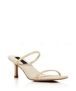 Aqua Ellen Slip On Strappy Sandals Natural