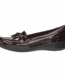 Clarks Ashland Bubble Burgundy Patent Leather Slip On SHOES