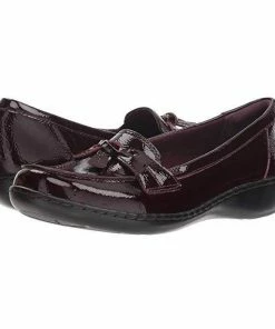 Clarks Ashland Bubble Burgundy Patent Leather Slip On SHOES