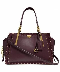 Coach HANDBAGS Border Rivets Mixed Leather Dreamer Satchel