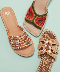 Sam Edelman Bradie Beaded Raffia Slide Sandals