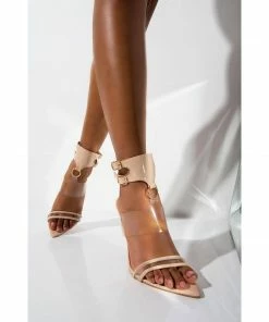 Cape Robbin SHOES Damita Nude Clear Stiletto Open Toe Sandals