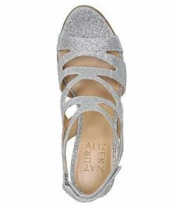 Naturalizer SHOES Dianna Slingback Silver Glitter Open Toe Sandals