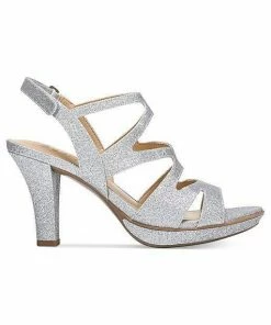 Naturalizer SHOES Dianna Slingback Silver Glitter Open Toe Sandals