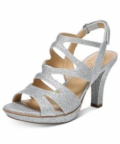 Naturalizer SHOES Dianna Slingback Silver Glitter Open Toe Sandals