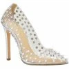 Olivia James District Clear Studded Metallic Stiletto Heel Pumps SHOES