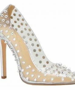 Olivia James District Clear Studded Metallic Stiletto Heel Pumps SHOES