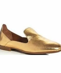 Aquatalia Emmaline Gold Metallic Leather Loafers SHOES