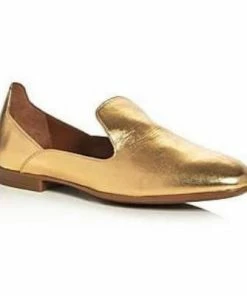 Aquatalia Emmaline Gold Metallic Leather Loafers SHOES