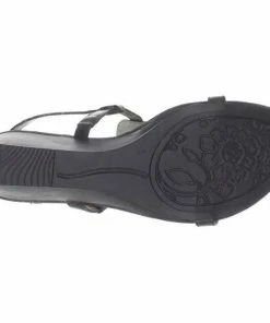 Bandolino Happy Me Chain Black Leather Wedge Sandals