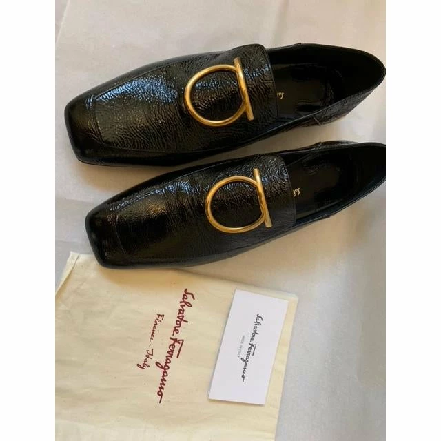 Salvatore Ferragamo Black Lana Embellished Textured Patent-leather Loafers SHOES 15 Salvatore Ferragamo Black Lana Embellished Textured Patent-leather Loafers SHOES