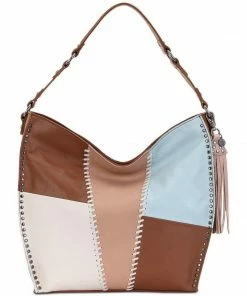 The Sak Leather Med Brown/Multicolor Shoulder Hobo HANDBAGS