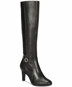 Bandolino SHOES Lella Leather Almond Toe Knee High Boots