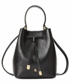 Ralph Lauren HANDBAGS Lizard-Embossed Leather Micro Debby Bucket Bag