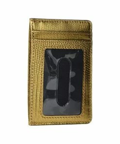 Ralph Lauren Lizard Embossed Slim Card Case Medium Gold