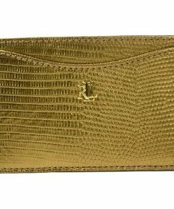 Ralph Lauren Lizard Embossed Slim Card Case Medium Gold