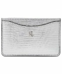ShoeShock Sales Store 19 Ralph Lauren Lizard Embossed Slim Card Case Medium Silver ACCESSORIES