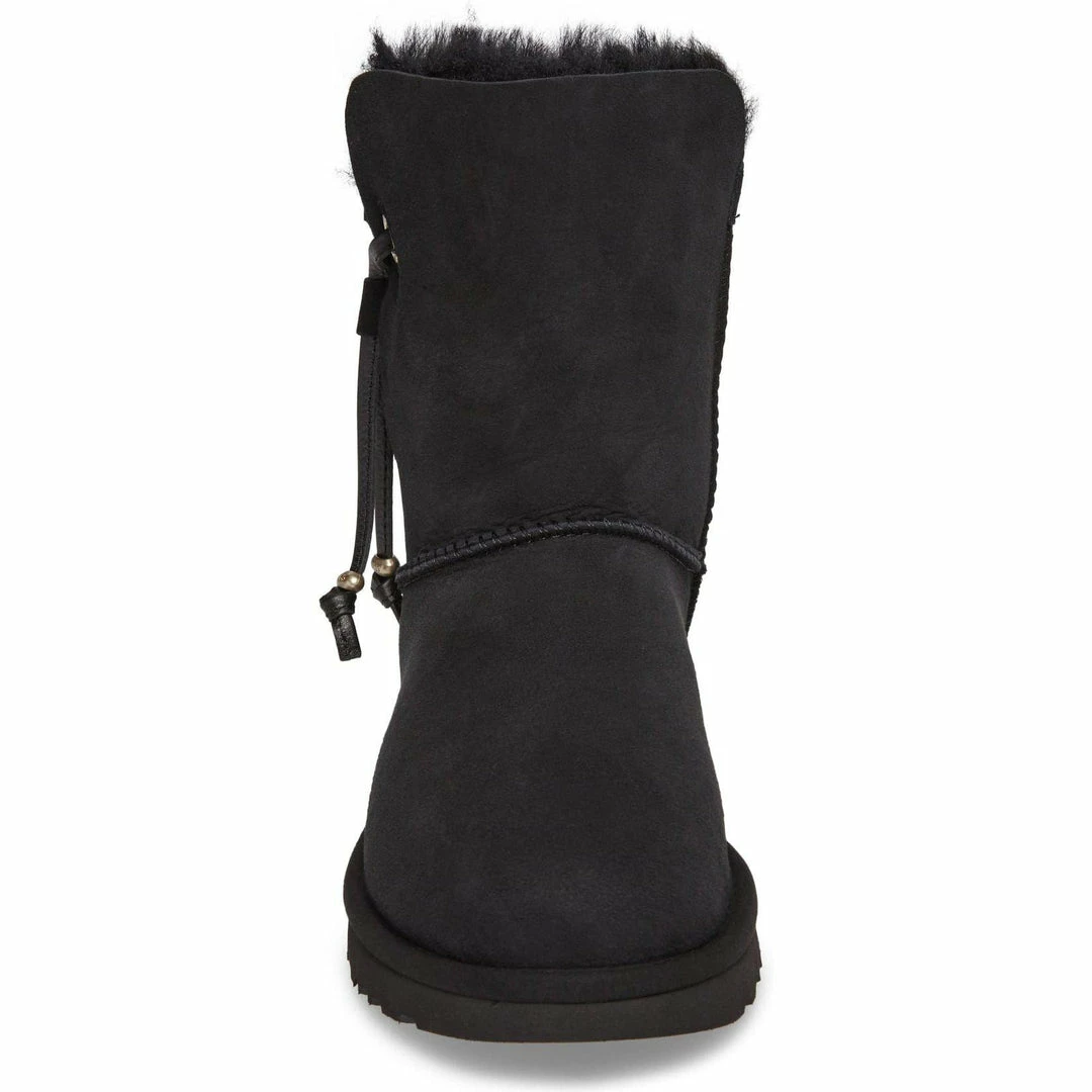 UGG Maia Black Suede Shearling Drawstring Short Boots 6 UGG Maia Black Suede Shearling Drawstring Short Boots