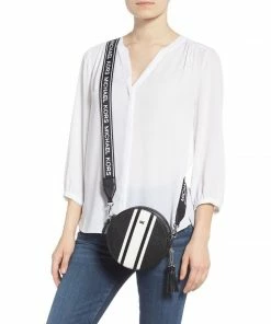 Michael Kors Leather Canteen White Black Crossbody Bag 9 Michael Kors Leather Canteen White Black Crossbody Bag