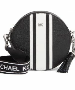 Michael Kors Leather Canteen White Black Crossbody Bag