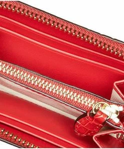 Ralph Lauren Wallets Mini Croc Embossed Small Zip Wallet Red