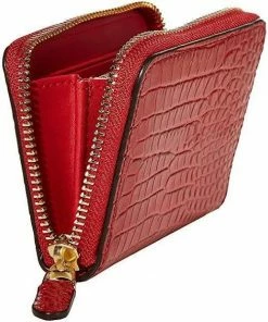Ralph Lauren Wallets Mini Croc Embossed Small Zip Wallet Red