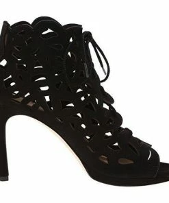 Via Spiga Oria Cutout Lace Up Open Toe Booties