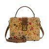 Patricia Nash Prairie Rose Tauria Leather Satchel Crossbody Turnlock Box