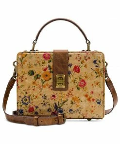 ShoeShock Sales Store 7 Patricia Nash Prairie Rose Tauria Leather Satchel Crossbody Turnlock Box