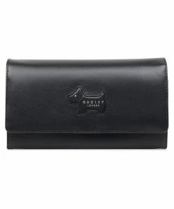 Radley London Wallets Profile Dog Shadow Large Flapover Matinee Leather Wallet - Black
