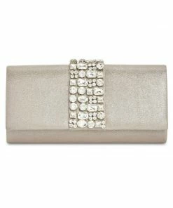 Adrianna Papell Rhinestone Metallic Clutch HANDBAGS