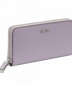 Calvin Klein Saffiano Leather Zip-Around Wallet Purple Wallets