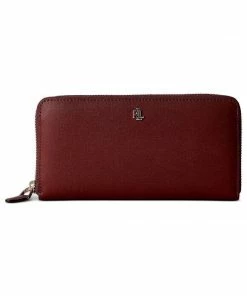 Ralph Lauren Smooth Leather Zip Wallet Burgundy