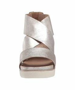 Eileen Fisher Sport Crisscross Frozen Metallic Platform Sandals