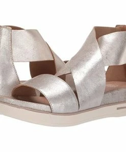 Eileen Fisher Sport Crisscross Frozen Metallic Platform Sandals